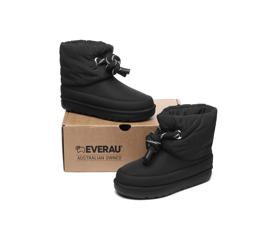 EVERAU? UGG  Boots Women Sheepskin Wool Waterproof Adjustable Drawstring Ankle Delabra