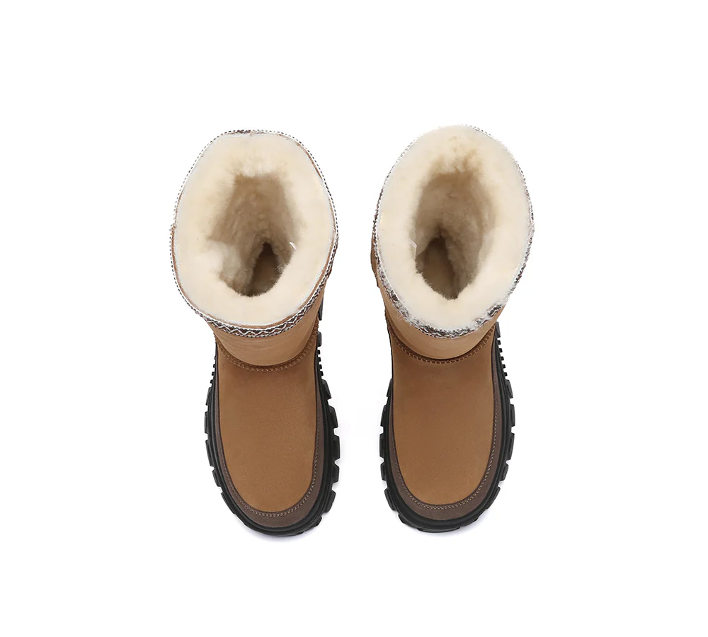 AUSTRALIAN SHEPHERD? UGG Boots Sheepskin Wool Chunky Platform Tall Glacelle