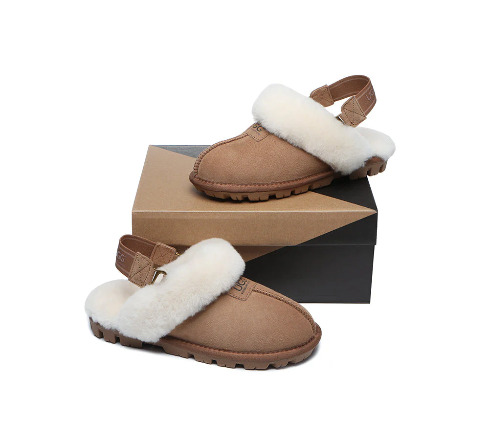 AUSTRALIAN SHEPHERD? 2-Way Style UGG Slippers Sheepskin Wool Removable Strap Slingback Suzie