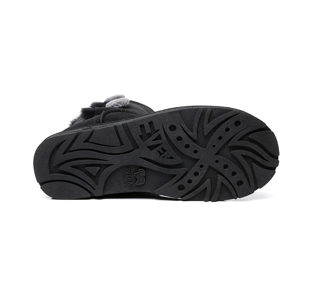 EVERAU? UGG Boots Women Sheepskin Wool Twin Button Short Espina