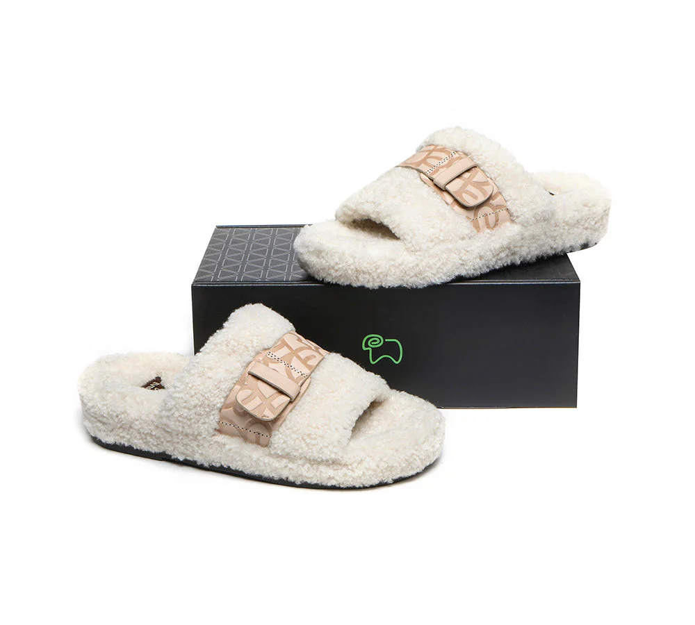 EVERAU? UGG Slippers Women Curly Sheepskin Wool Croft