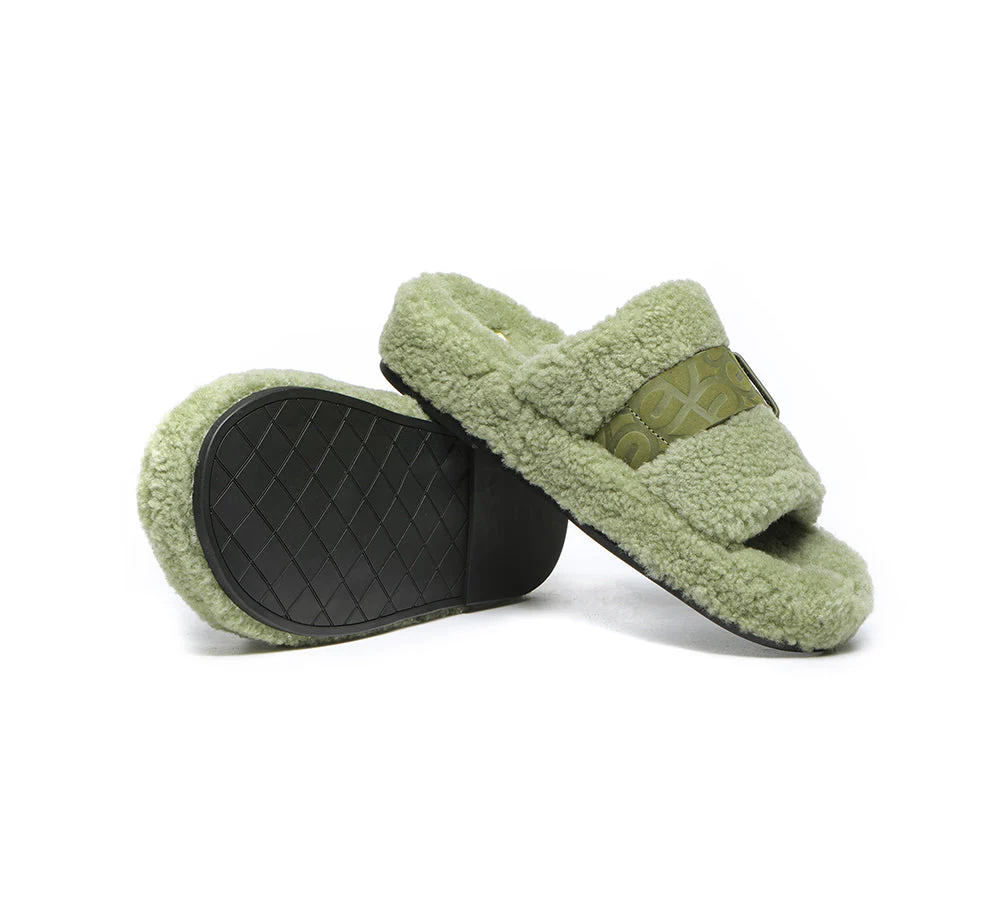 EVERAU? UGG Slippers Women Curly Sheepskin Wool Croft