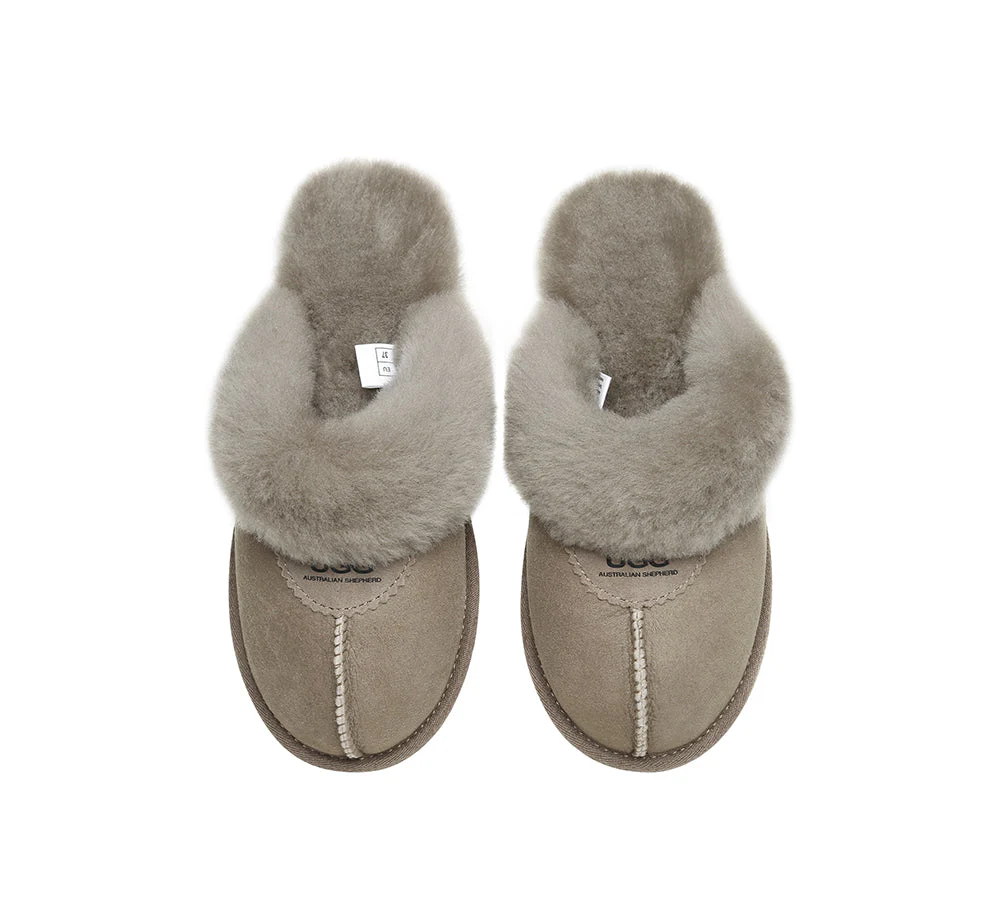 AUSTRALIAN SHEPHERD? UGG Slippers Double Face Sheepskin Wool Scuff Waffle