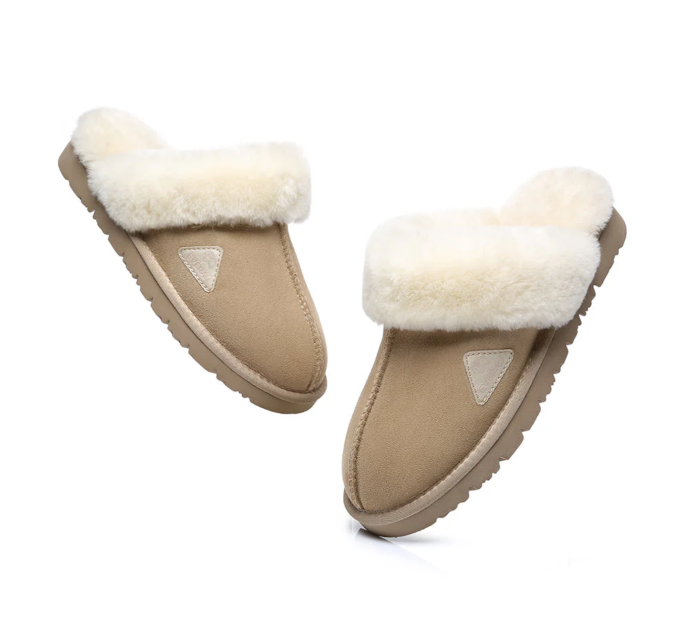 EVERAU? UGG Slippers Premium Sheepskin Wool Scuff Muffin
