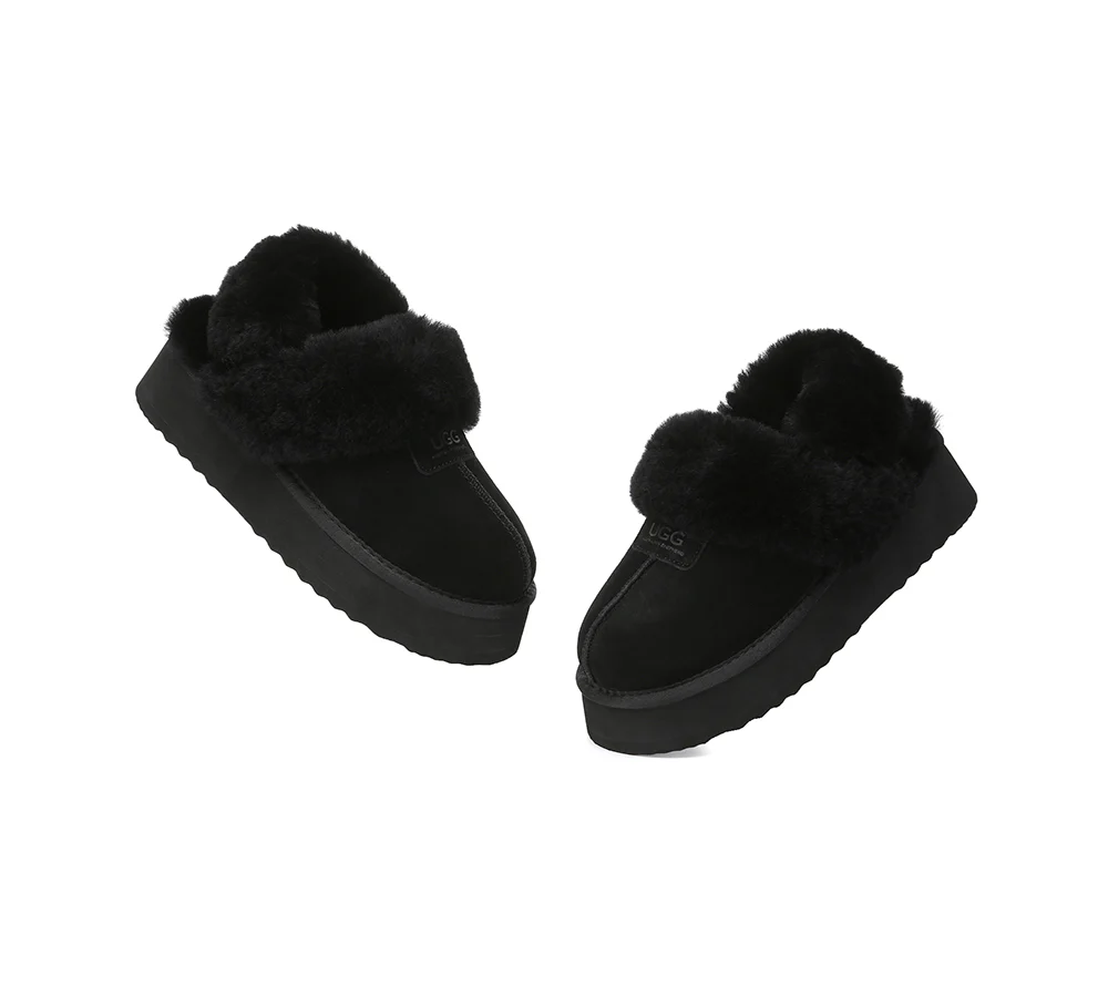 AUSTRALIAN SHEPHERD? UGG Slippers Women Removable Wool Strap Slingback Platform Suzie
