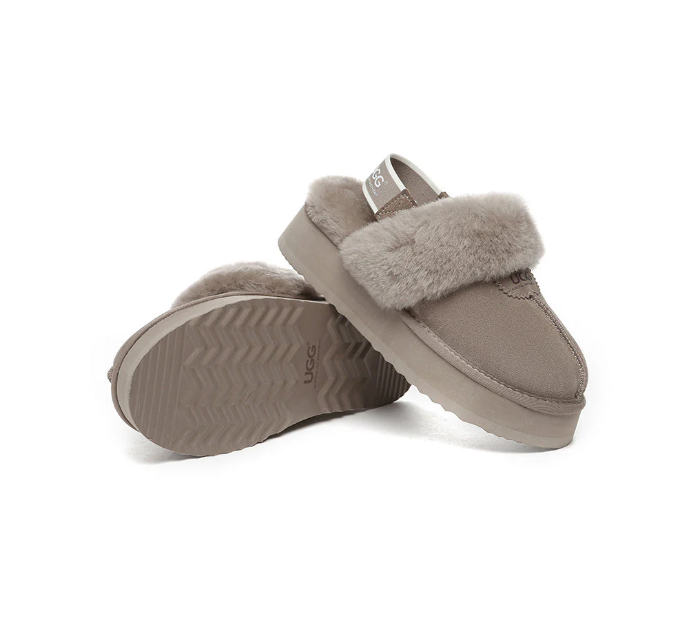 AUSTRALIAN SHEPHERD? UGG Slippers Women Removable Strap Slingback Platform Waffle