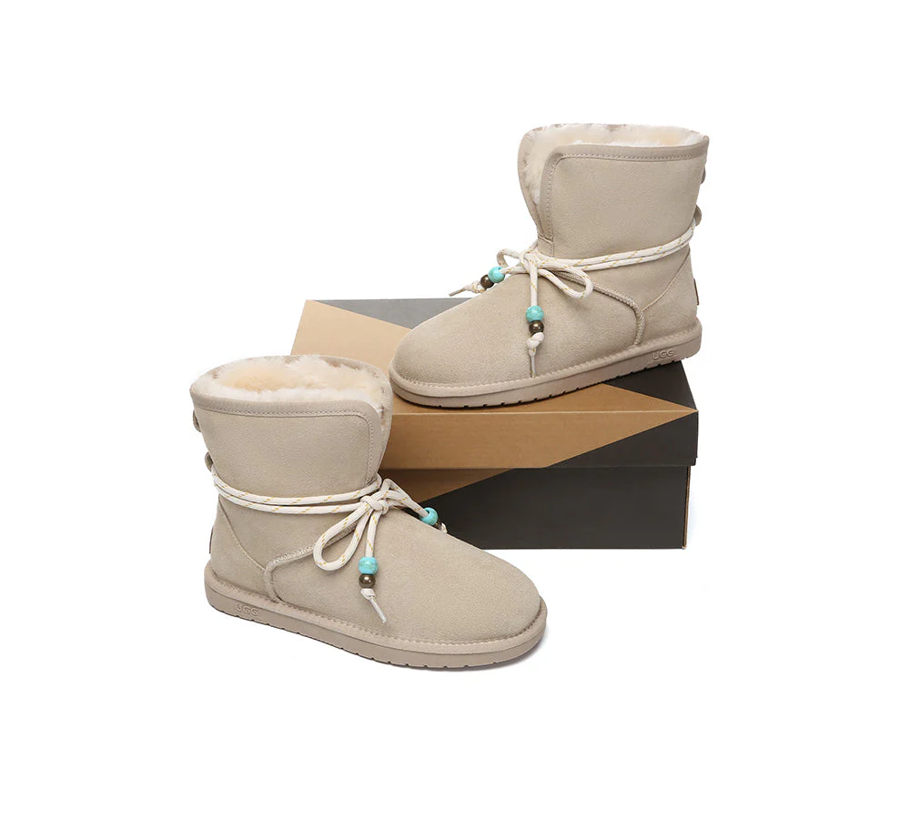 AUSTRALIAN SHEPHERD? UGG Boots Women Sheepskin Wool Adjustable Strap Carlos