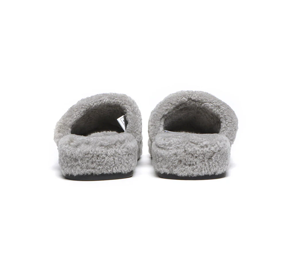 EVERAU? UGG Slippers Women Curly Sheepskin Wool Croft