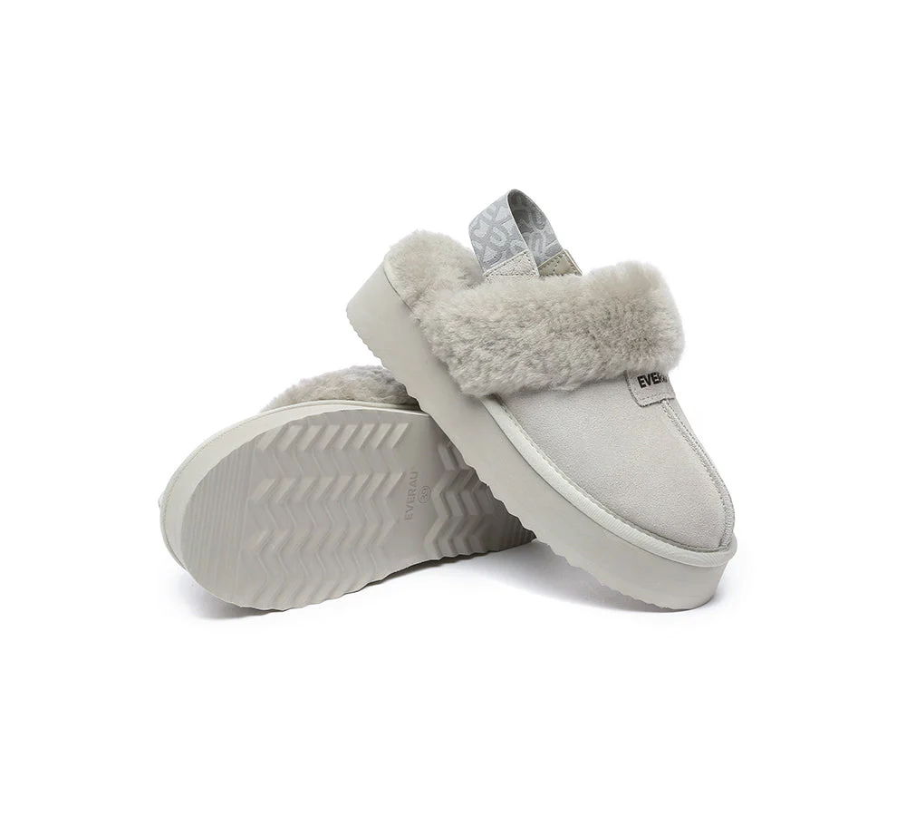 EVERAU? UGG Women Removable Strap Slingback Platform Slippers Forever