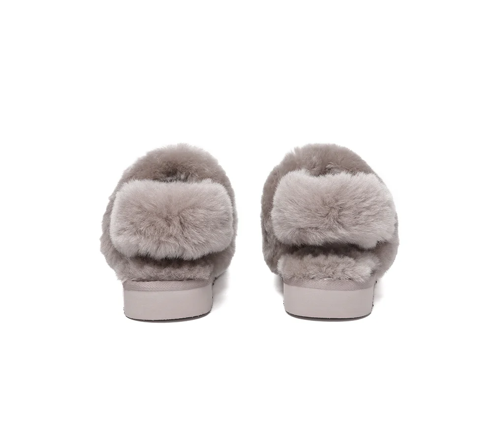 AUSTRALIAN SHEPHERD? UGG Slippers Women Removable Wool Strap Slingback Muffin Fluffy