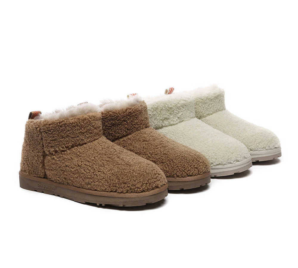 EVERAU? UGG Boots Sheepskin Wool Plush Ankle Ultra Teddycozy