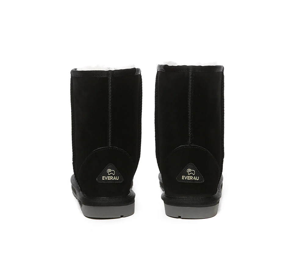 EVERAU? UGG Boots Sheepskin Wool Mid Calf Short Classic Suede