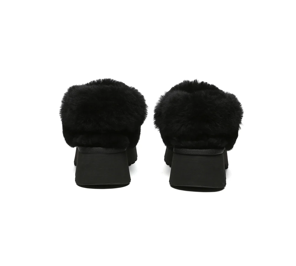 AUSTRALIAN SHEPHERD? UGG Slippers Women Removable Wool Strap Slingback Chunky Platform Muna