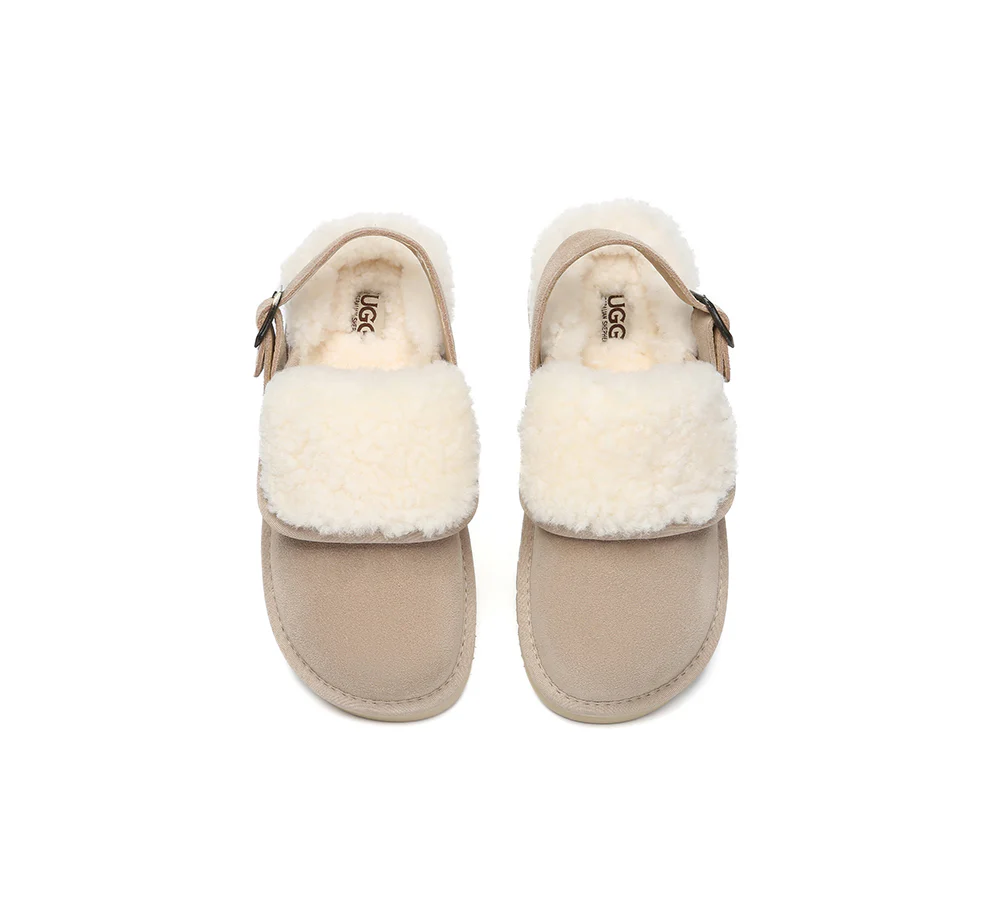 AUSTRALIAN SHEPHERD? UGG Slippers Sheepskin Wool Adjustable Strap Slingback Tenley