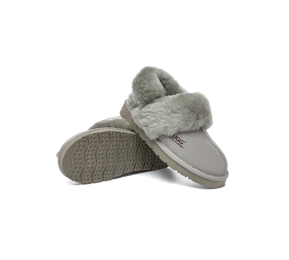 AUSTRALIAN SHEPHERD? UGG Slippers Women Removable Wool Strap Slingback Muffin Fluffy