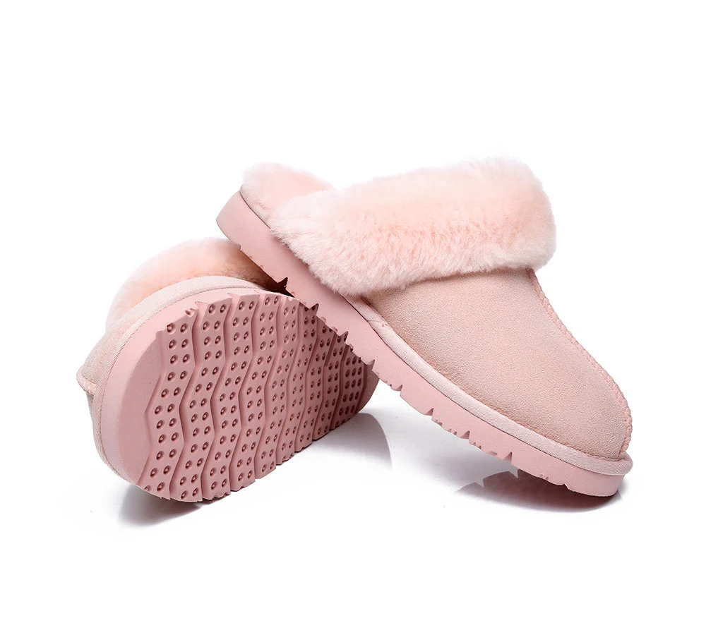 EVERAU? UGG Slippers Premium Sheepskin Wool Scuff Muffin