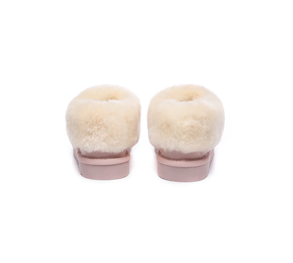 EVERAU? UGG Slippers Sheepskin Wool Suede Ankle Homey