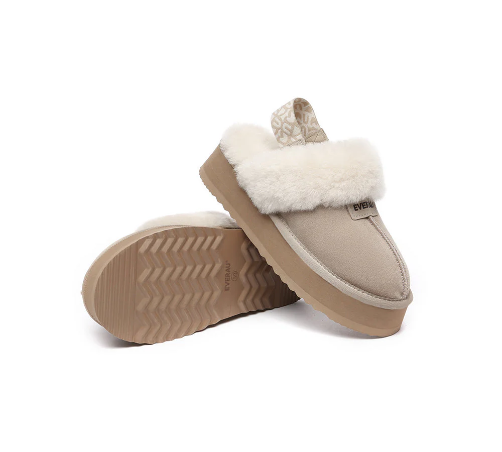 EVERAU? UGG Women Removable Strap Slingback Platform Slippers Forever