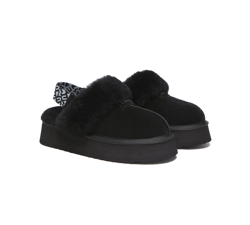 EVERAU? UGG Women Removable Strap Slingback Platform Slippers Forever