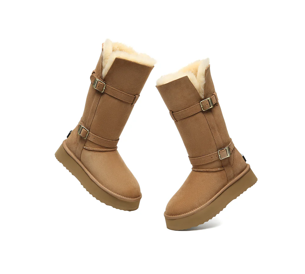 UGG EVERAU? UGG Boots Women Sheepskin Wool Knee High Platform Tall Valerie