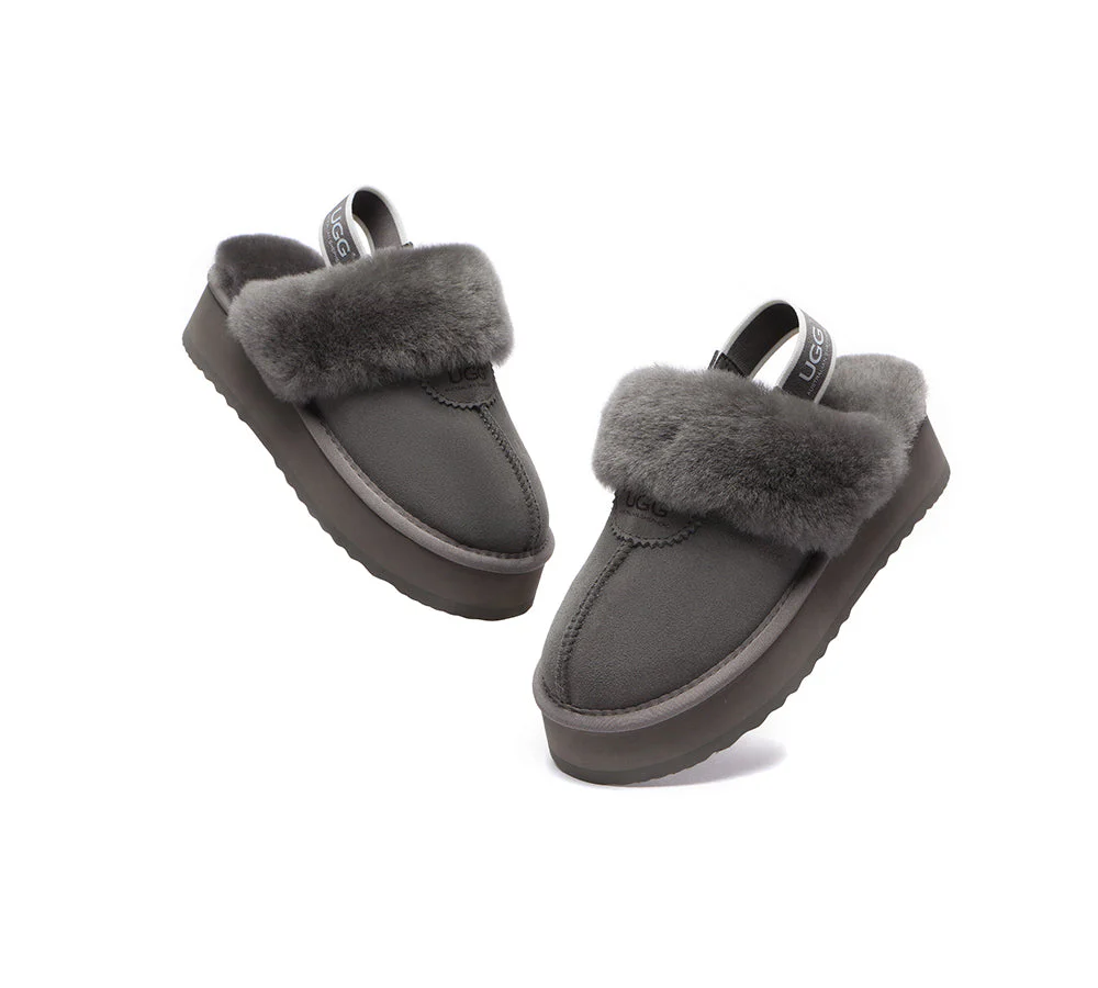 AUSTRALIAN SHEPHERD? UGG Slippers Women Removable Strap Slingback Platform Waffle