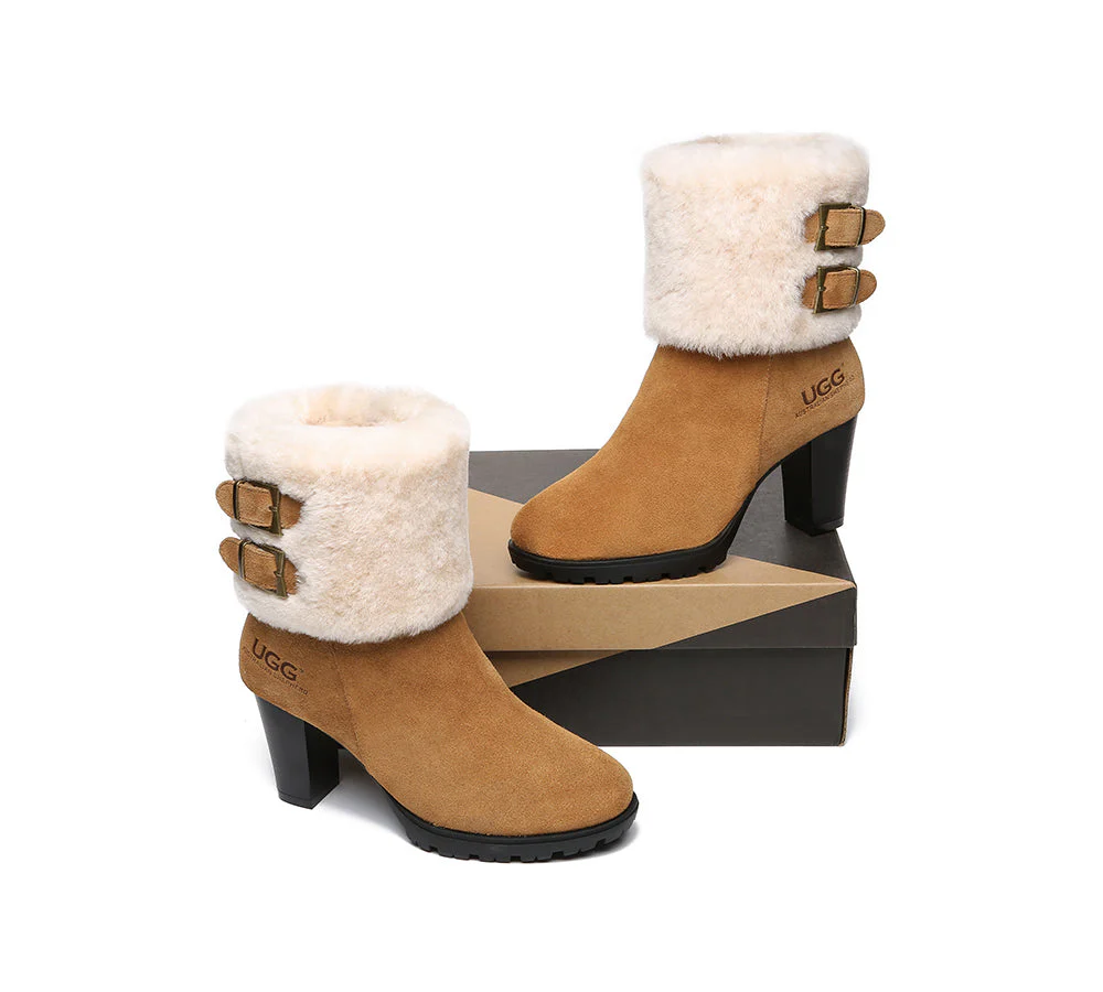 AUSTRALIAN SHEPHERD? UGG Boots Women Shearling Zipper Heel Candice