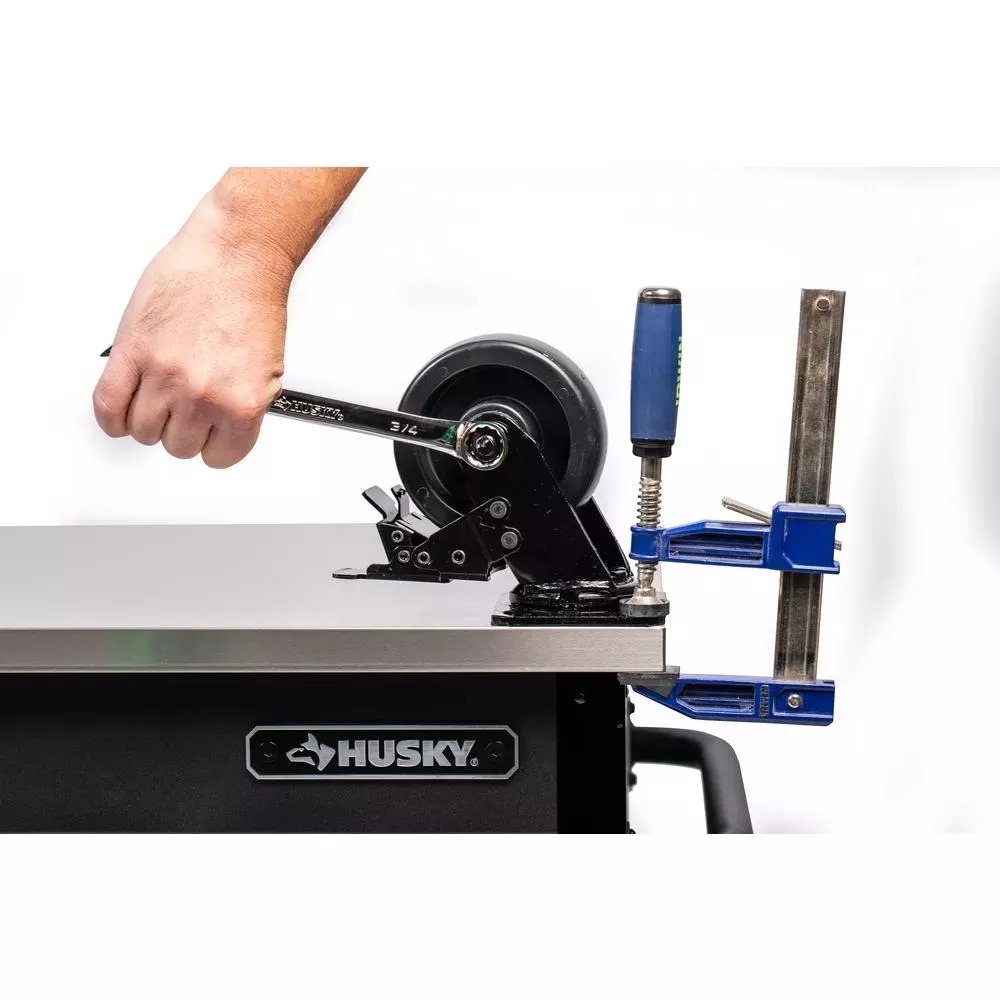 HEAVY-DUTY 63 IN. W 11-DRAWER, DEEP TOOL CHEST MOBILE WORKBENCH IN MATTE BLACK WITH FLIP-TOP STAINLESS STEEL TOP