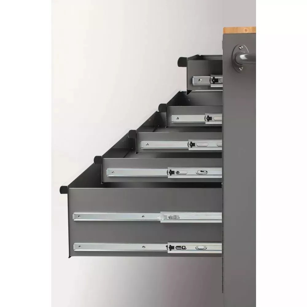 56 IN. W 5-DRAWER 1-DOOR, DEEP TOOL CHEST MOBILE WORKBENCH IN GLOSS GRAY WITH HARDWOOD TOP