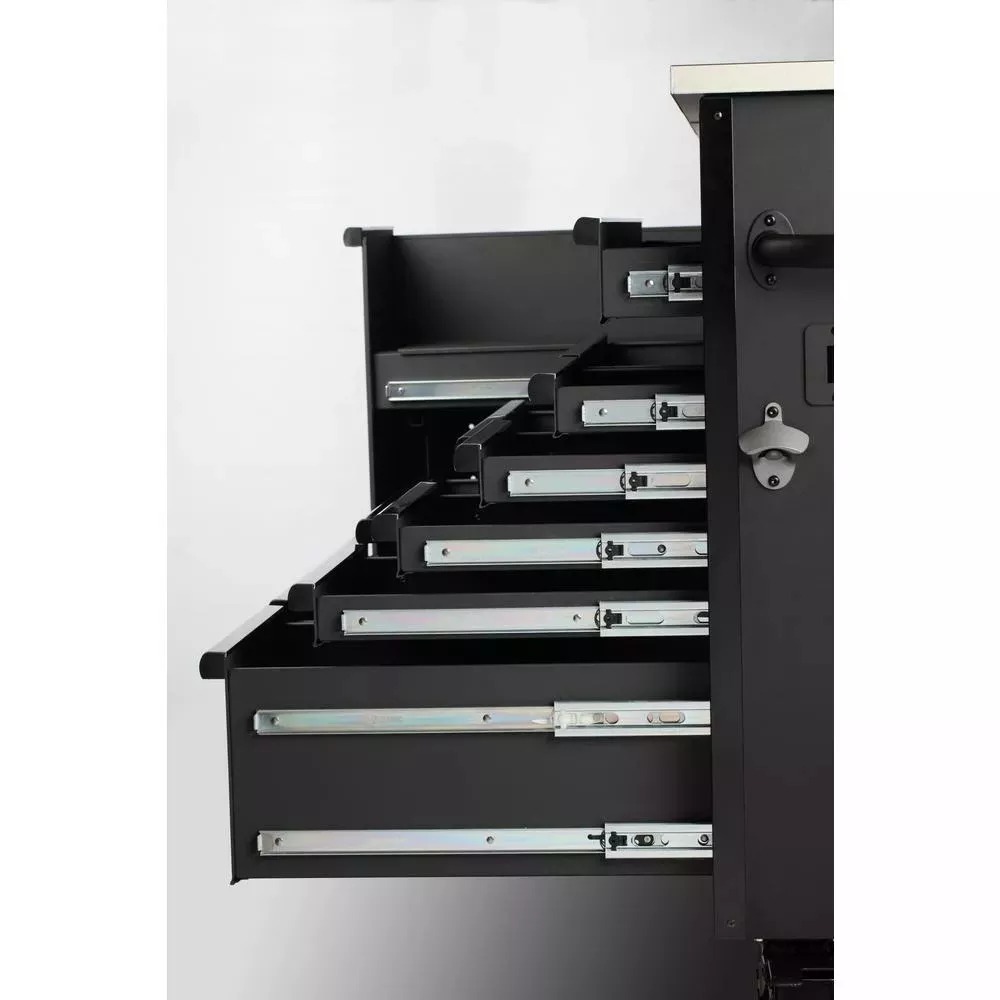 HEAVY-DUTY 63 IN. W 11-DRAWER, DEEP TOOL CHEST MOBILE WORKBENCH IN MATTE BLACK WITH FLIP-TOP STAINLESS STEEL TOP
