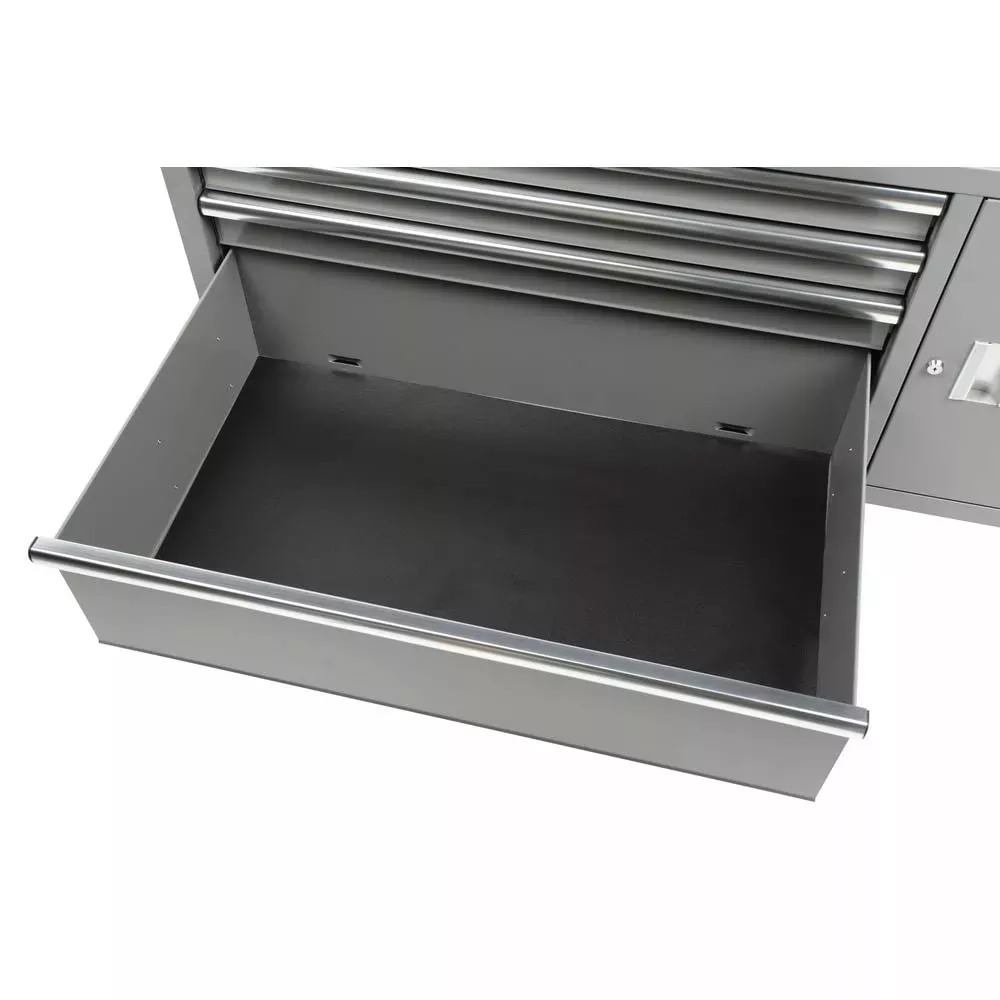 56 IN. W 5-DRAWER 1-DOOR, DEEP TOOL CHEST MOBILE WORKBENCH IN GLOSS GRAY WITH HARDWOOD TOP