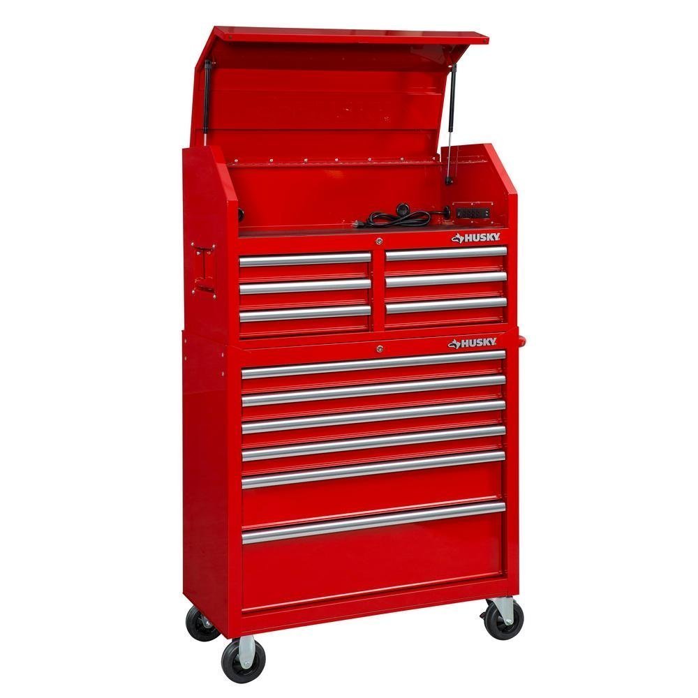 36 in. 12-Drawer Tool Chest and Cabinet combo in Gloss Red