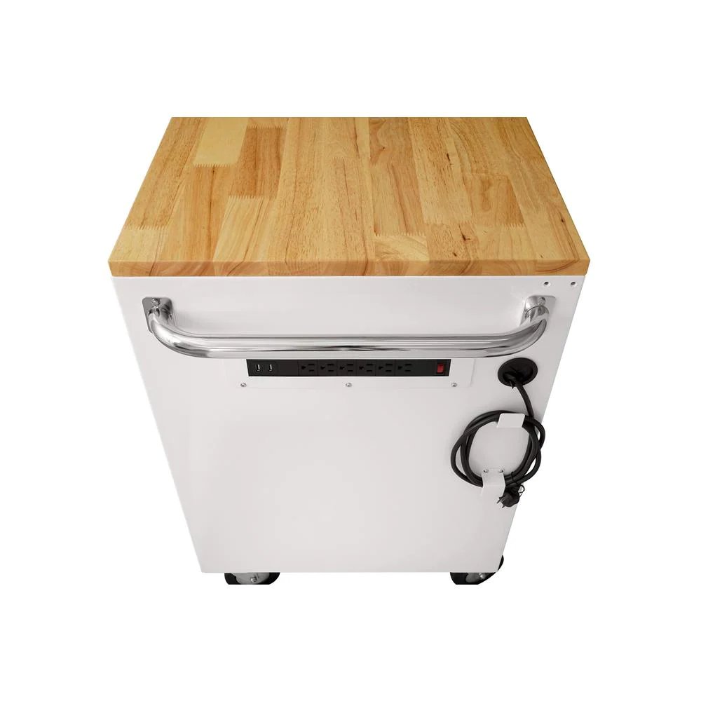 52 in. 9-Drawer Mobile Workbench in Gloss White