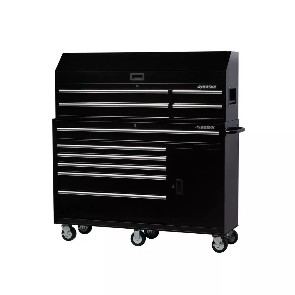 61 IN. W X 15.8 IN. D 4-DRAWER TOOL CHEST WITH POWER STRIP IN BLACK