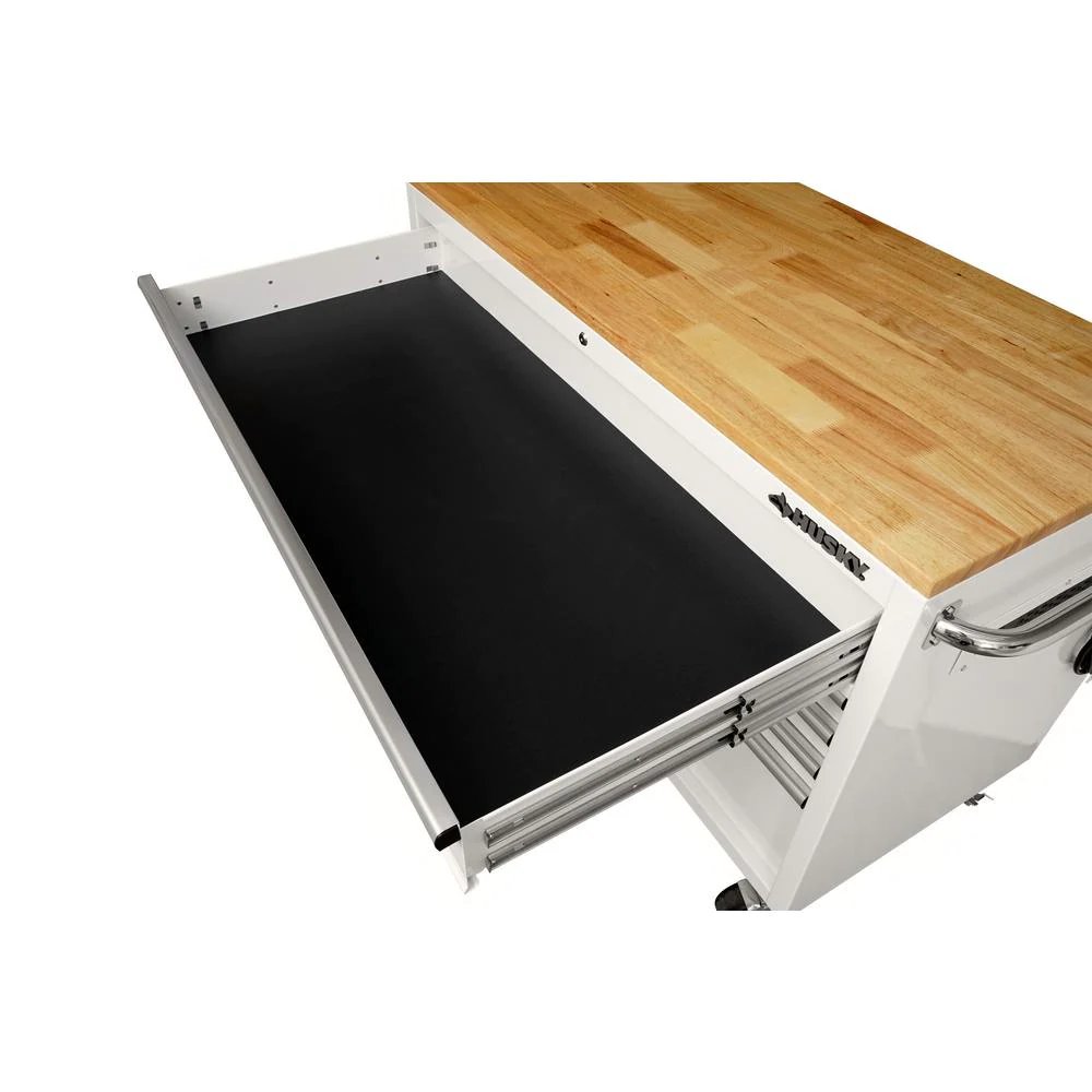 52 in. 9-Drawer Mobile Workbench in Gloss White
