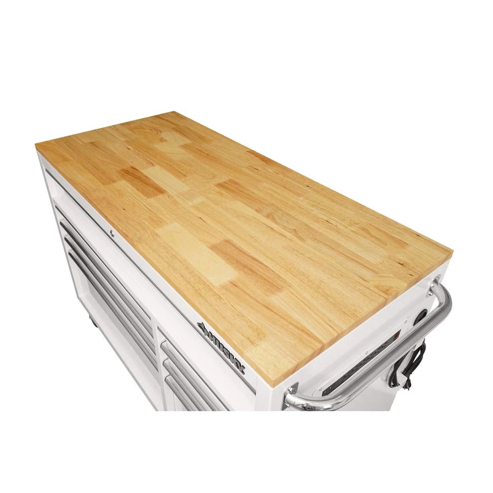 52 in. 9-Drawer Mobile Workbench in Gloss White