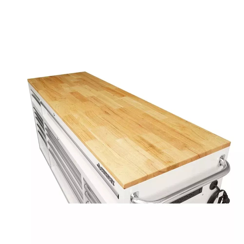 72 IN. 18-DRAWER MOBILE WORKBENCH WITH SOLID WOOD TOP, BLACK