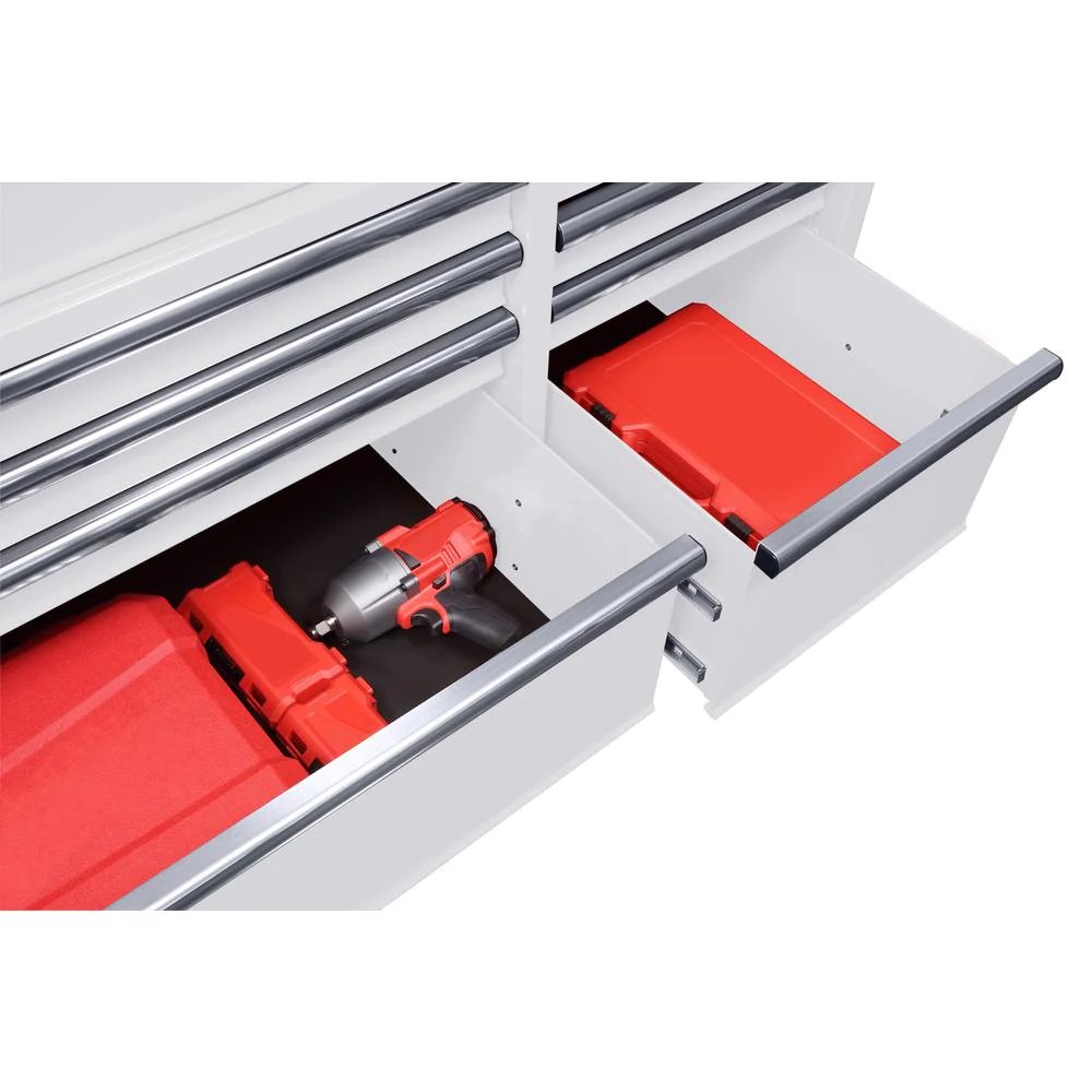 52 in. 9-Drawer Mobile Workbench in Gloss White