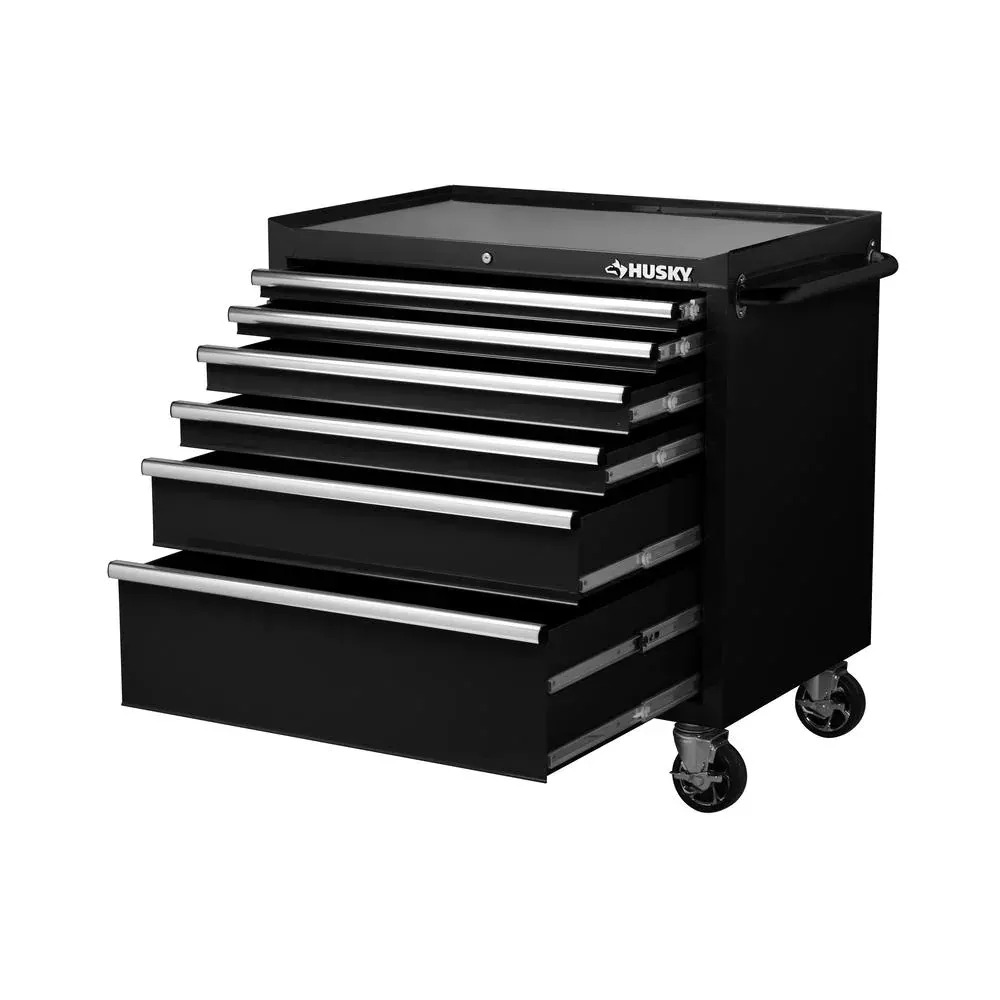 36 IN. W 6-DRAWER, DEEP TOOL CHEST CABINET IN GLOSS BLACK