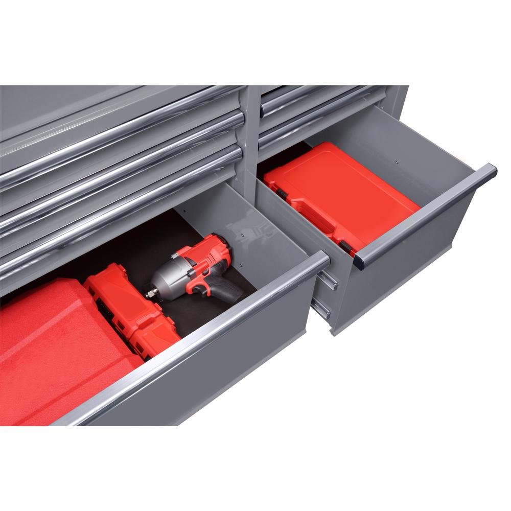 52 in. 9-Drawer Mobile Workbench in Gloss Gray