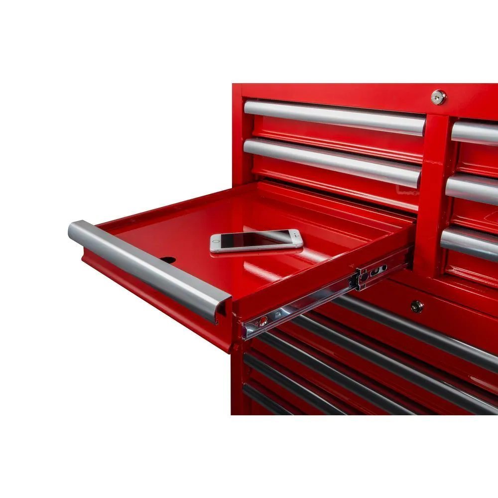 36 in. 12-Drawer Tool Chest and Cabinet combo in Gloss Red