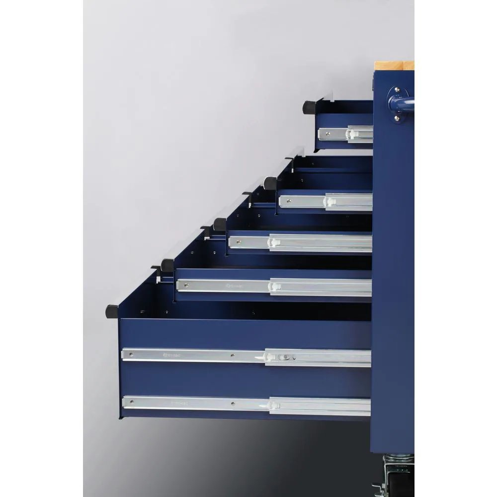 46 in. W x 24.5 in. D 9-Drawer Gloss Blue Deep Tool Chest Mobile Workbench with Hardwood Top