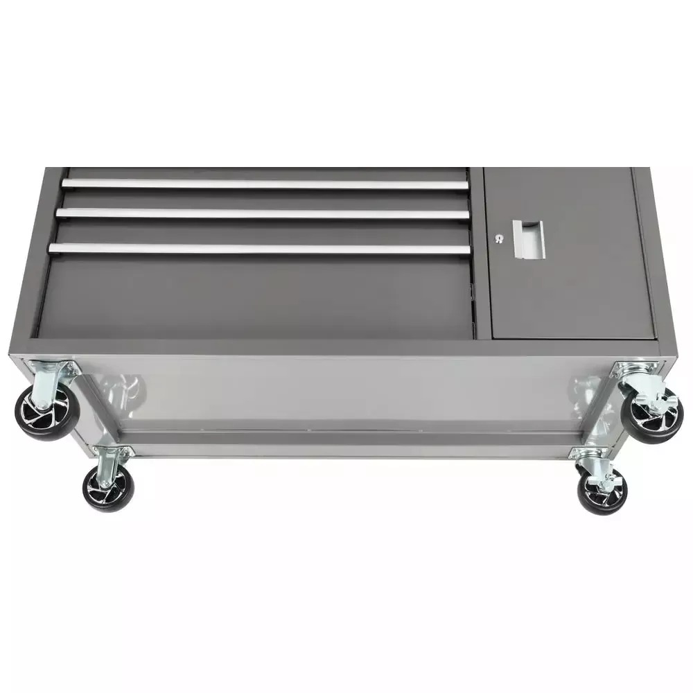 56 IN. W 5-DRAWER 1-DOOR, DEEP TOOL CHEST MOBILE WORKBENCH IN GLOSS GRAY WITH HARDWOOD TOP