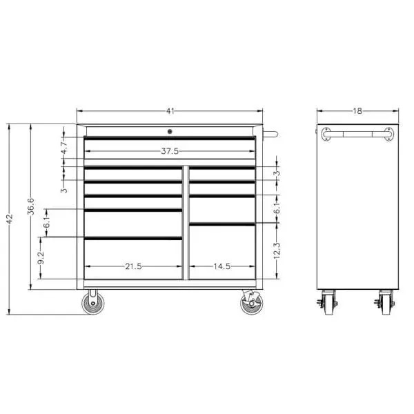 41 IN. 10-DRAWER ROLLER CABINET TOOL CHEST IN BLACK