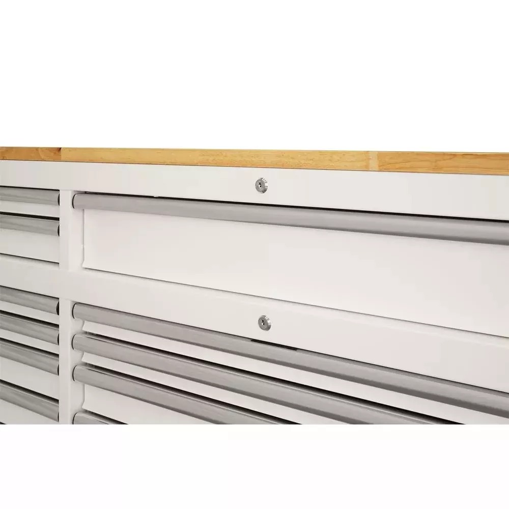 72 IN. 18-DRAWER MOBILE WORKBENCH WITH SOLID WOOD TOP, BLACK