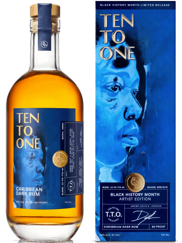 Ten To One Caribbean Dark Rum Black History Month Artist Edition Devin B. Johnson